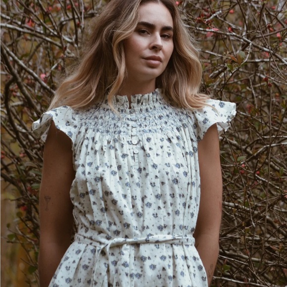 100% RECYCLED DOBBY COTTON - ELORA BLUE ROSE - Picture 8 of 10